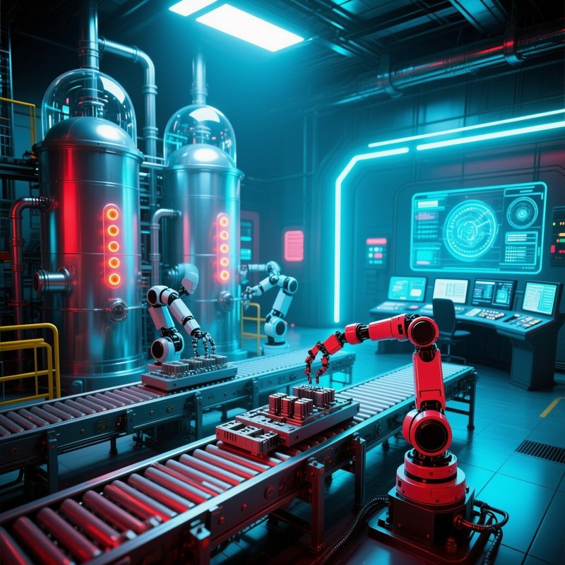 Chemical Processing Factory With Automation And Robots