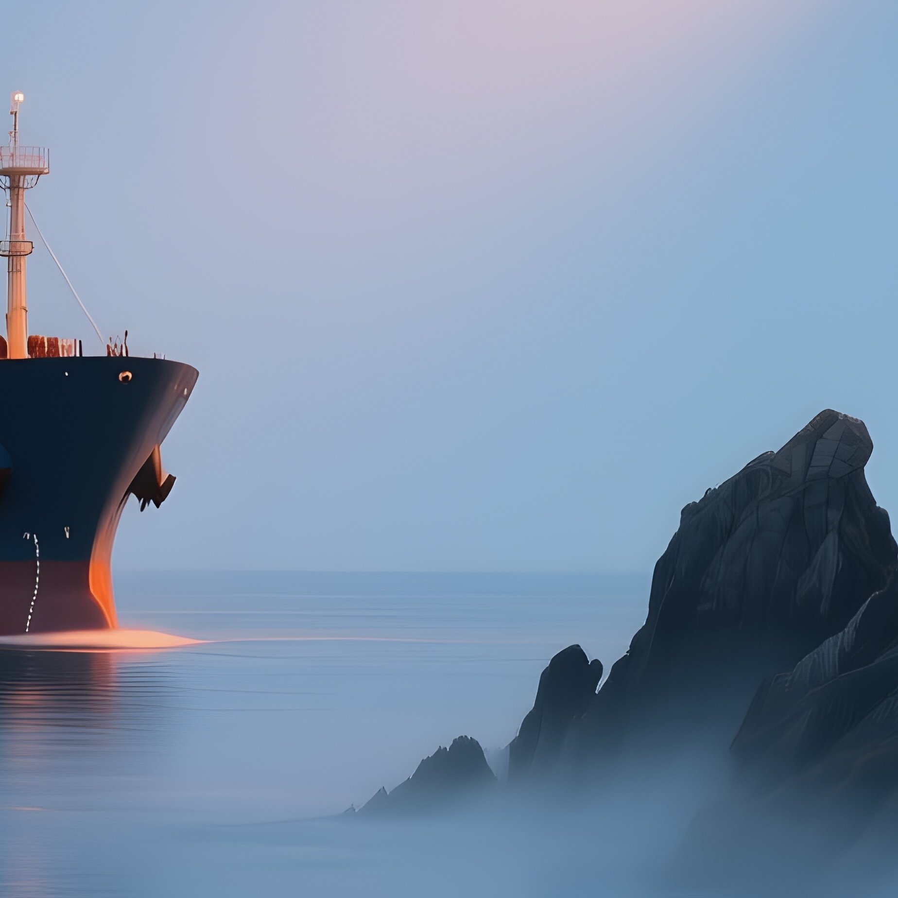 Chemical Tanker Sailing Past Lighthouse Rocks - Full Resolution Quality Preview