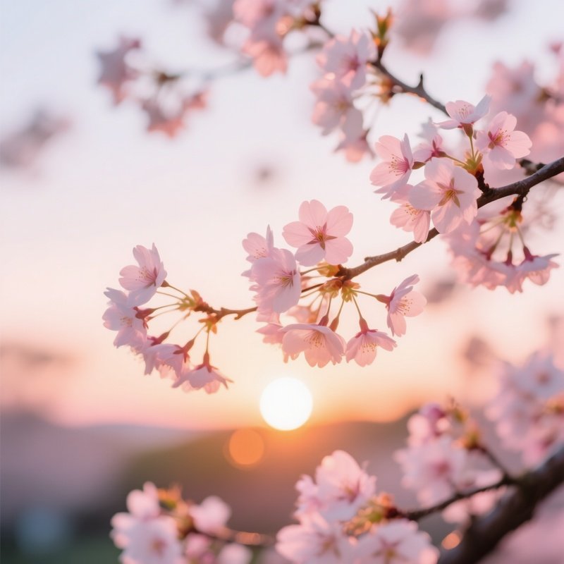 Cherry Blossom Branches Cherry Blossom Sunset