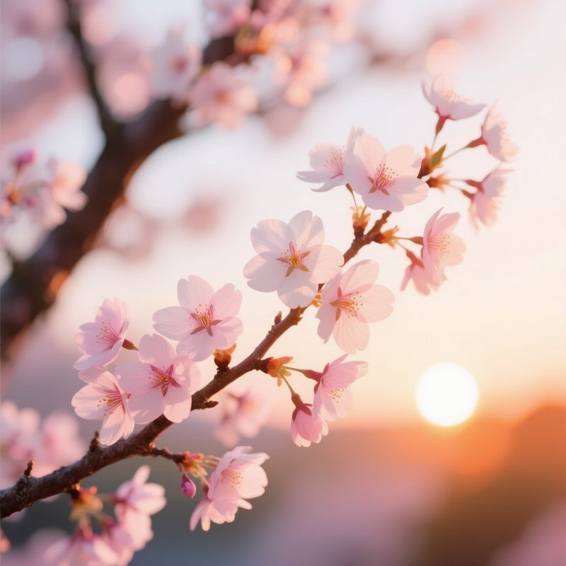 Cherry Blossom Branches Cherry Blossom Sunset