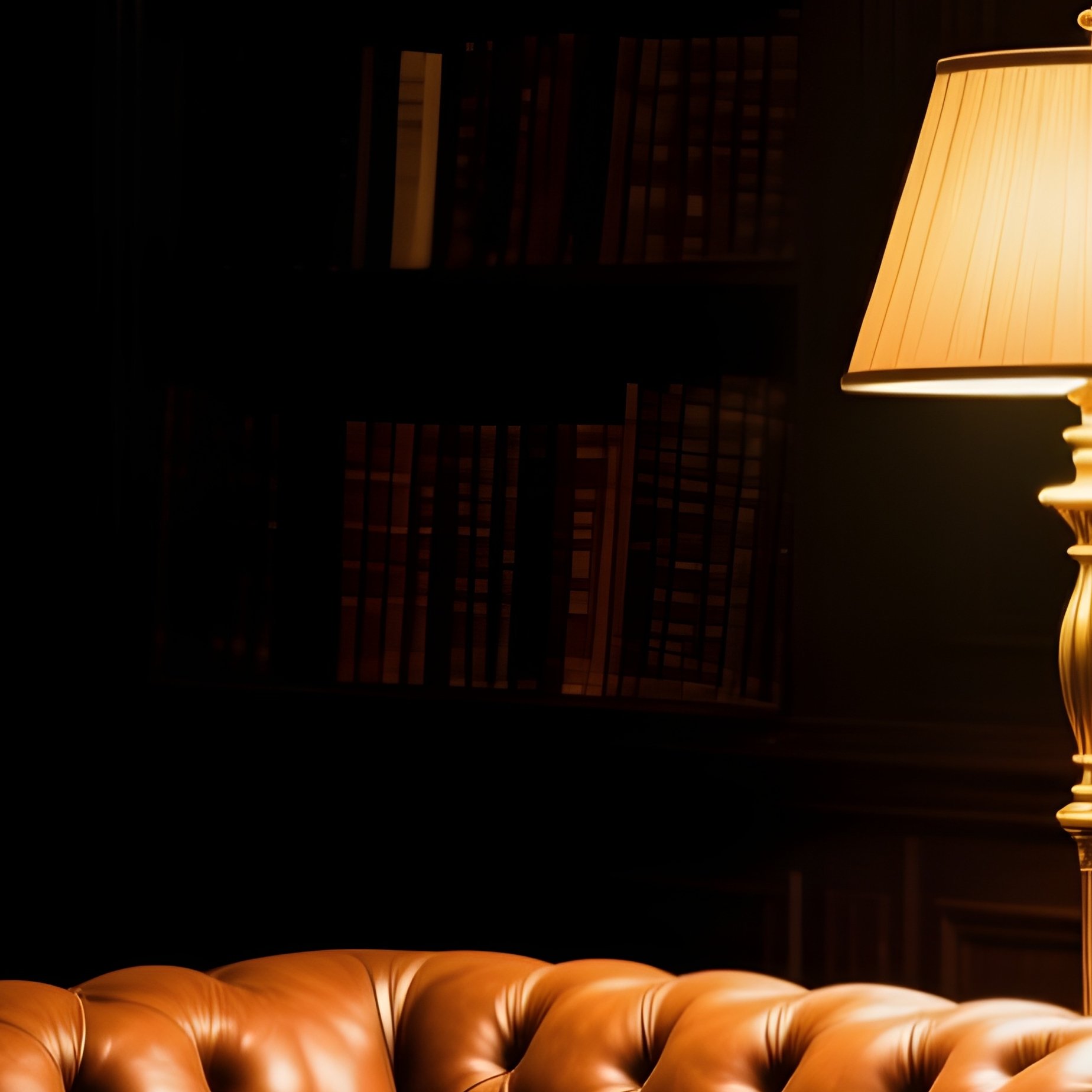 Chesterfield Sofa In Moody Library - Full Resolution Quality Preview