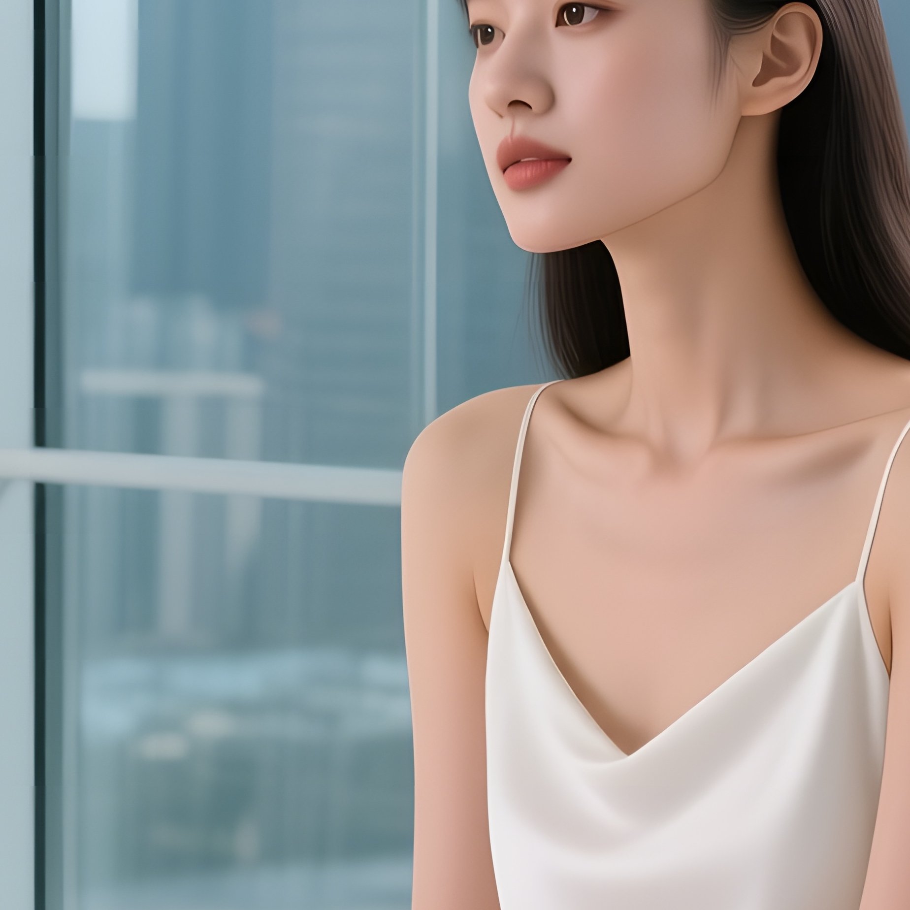 Chic Model In Modern Office Lobby - Full Resolution Quality Preview