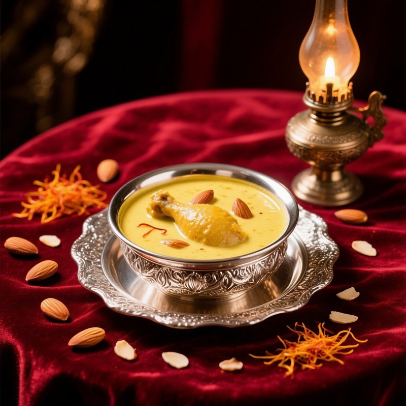 Chicken Korma In Ornate Silver Bowl