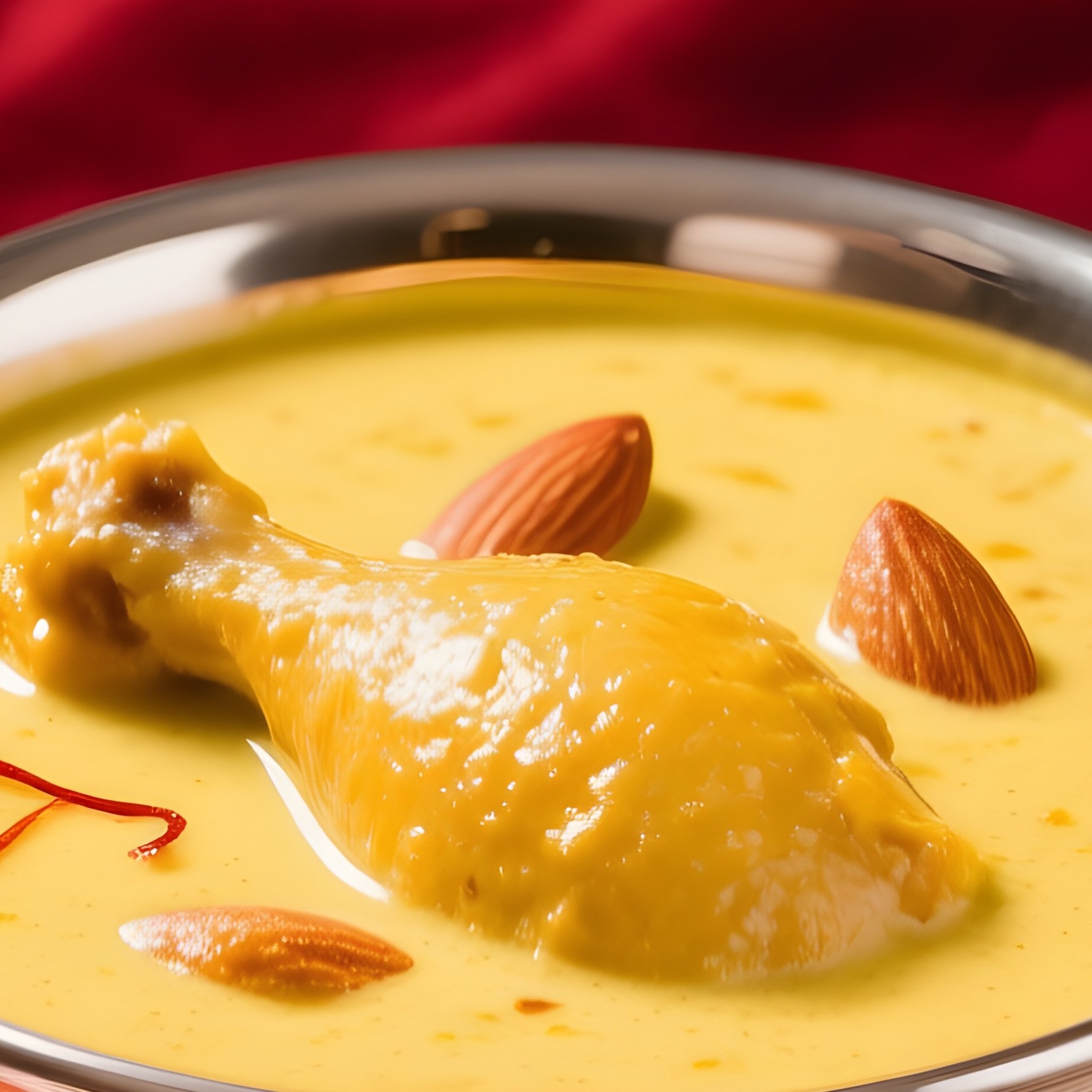 Chicken Korma In Ornate Silver Bowl - Full Resolution Quality Preview