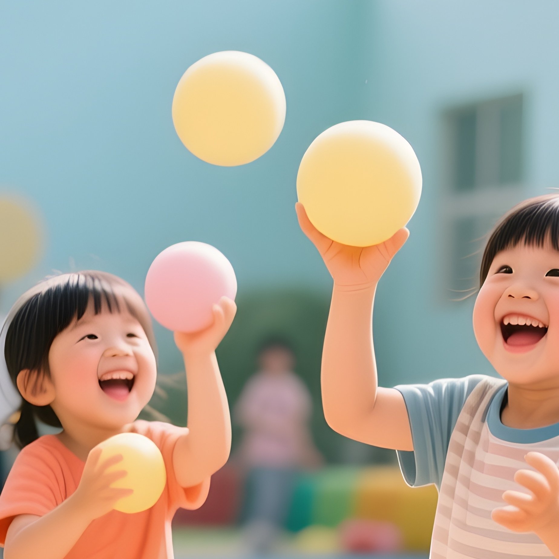 Children Tossing Foam Balls Playful Arena - Full Resolution Quality Preview