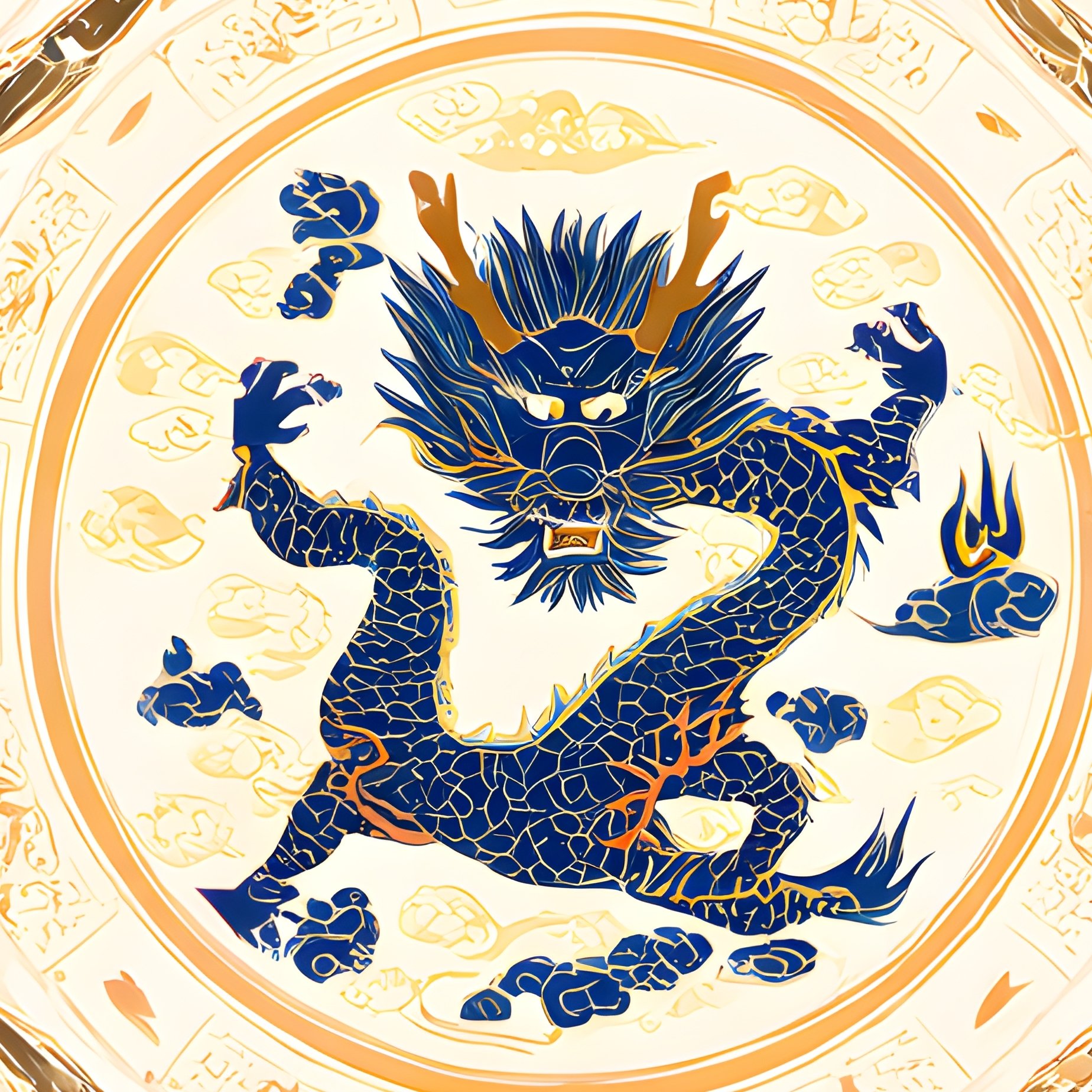 Chinese Dragon Motifs In A Circular Pattern Chinese Art Dragon - Full Resolution Quality Preview