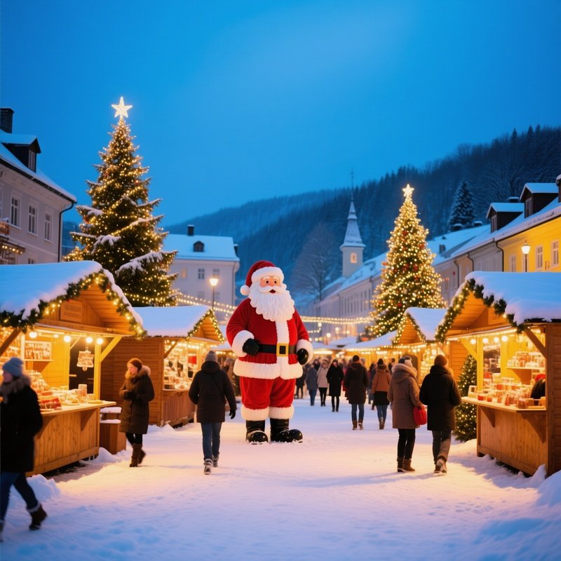 Christmas Market Scene At Night Christmas Market