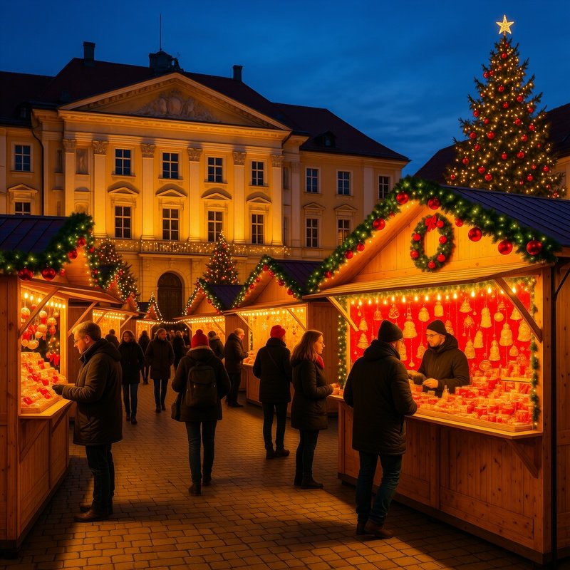 Christmas Market Stalls In A Town Square Christmas Market Town