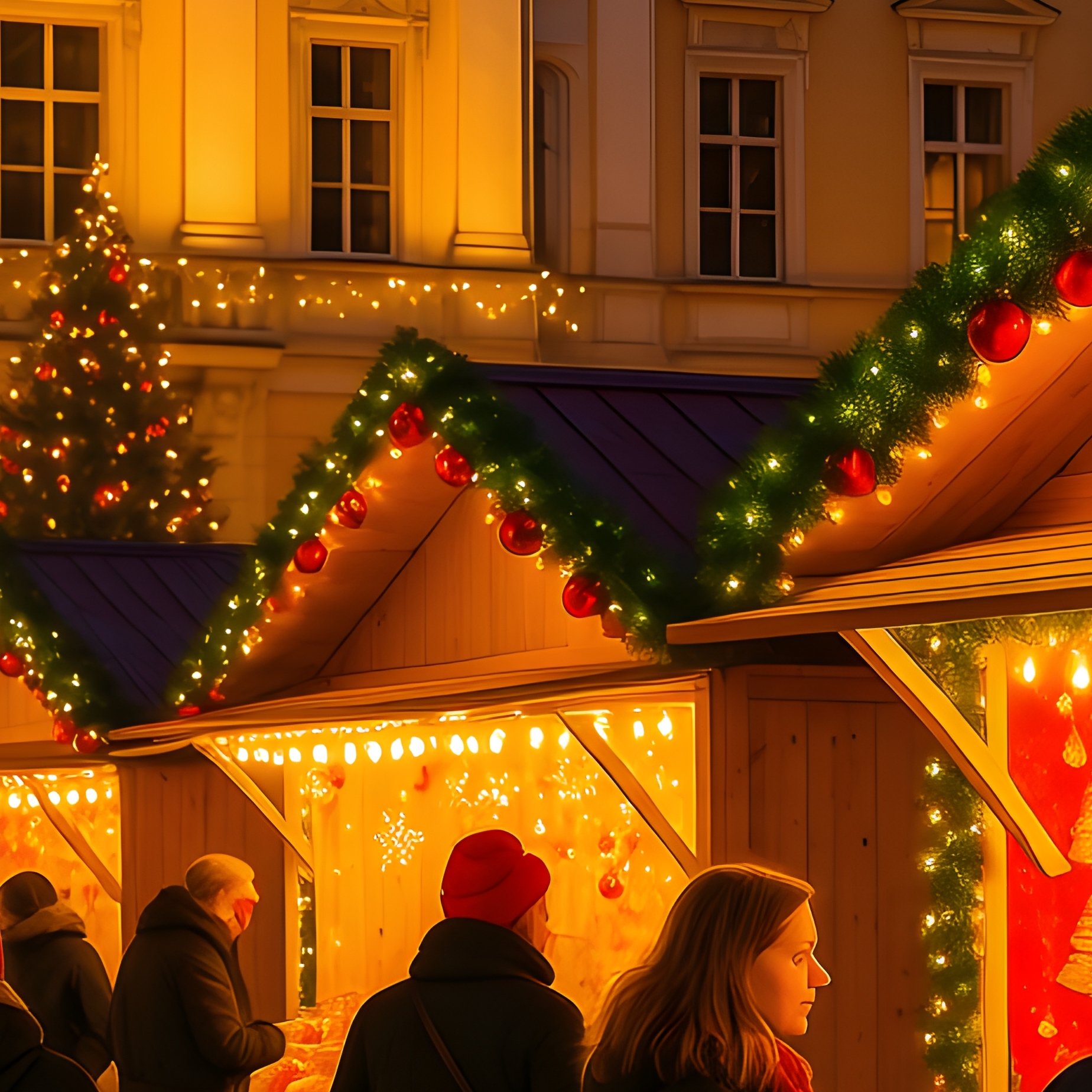 Christmas Market Stalls In A Town Square Christmas Market Town - Full Resolution Quality Preview