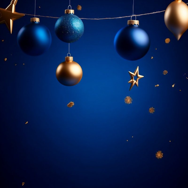 Christmas Ornaments On A Dark Blue Background Christmas Festive