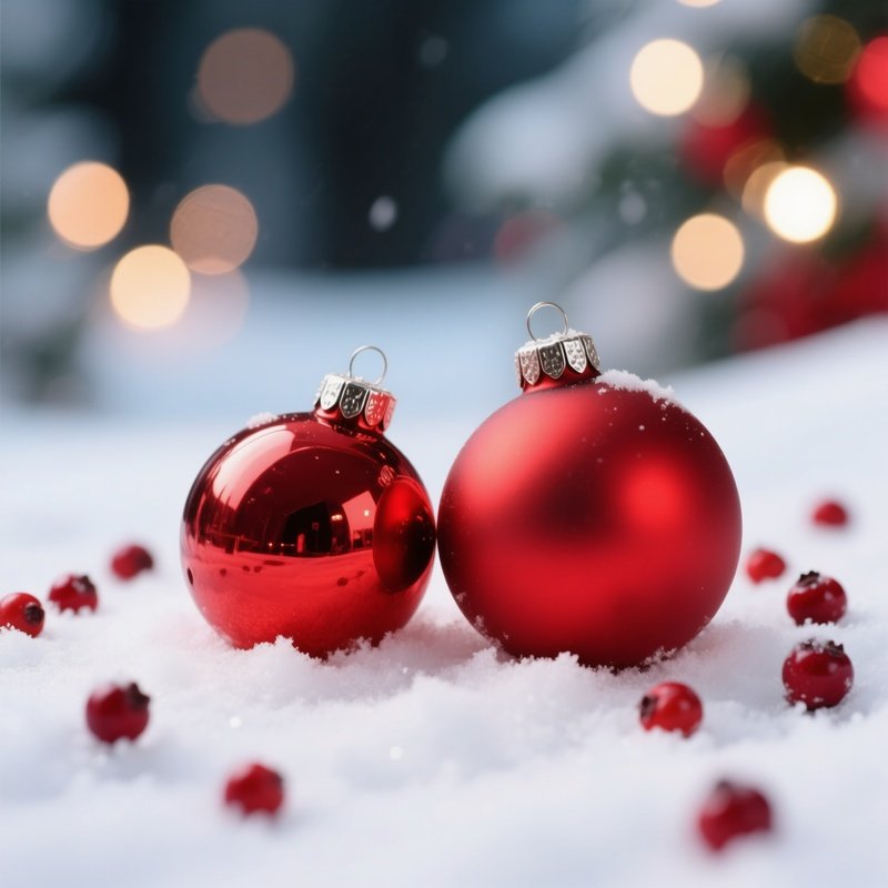 Christmas Ornaments On Snow Christmas Ornaments