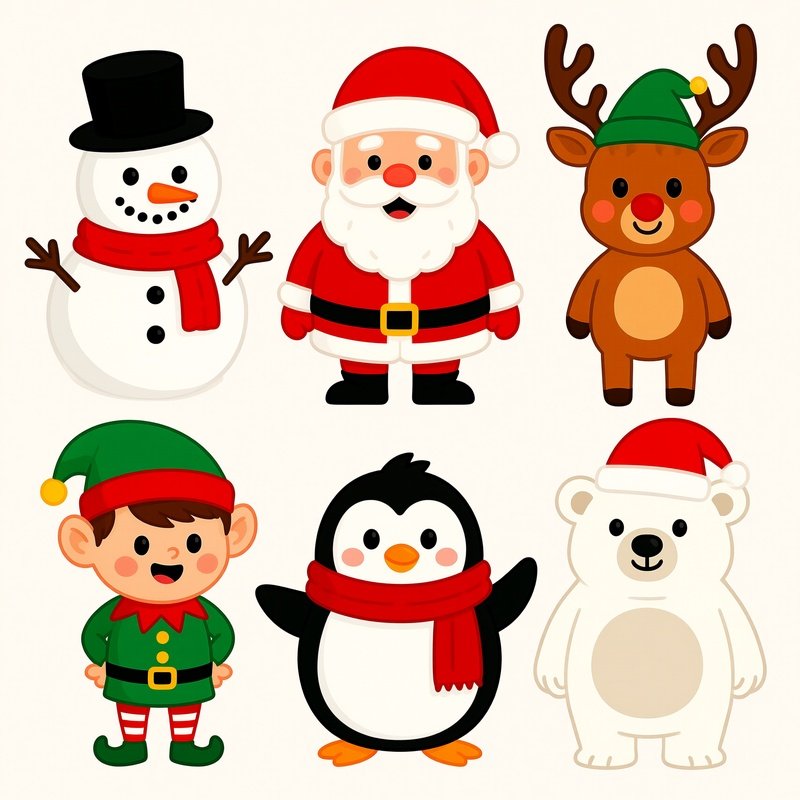 Christmas Themed Characters Christmas Cartoon