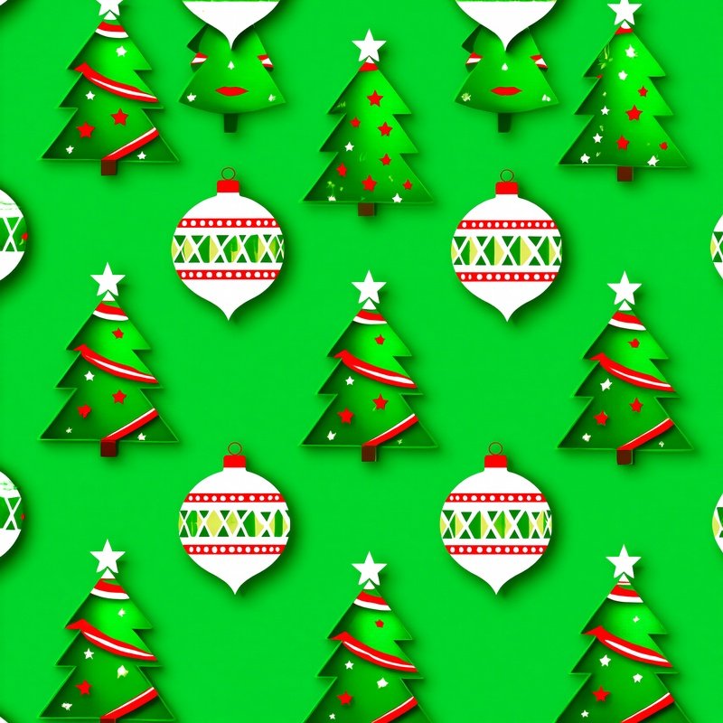 Christmas Themed Pattern Featuring Ornaments And Trees Christmas
