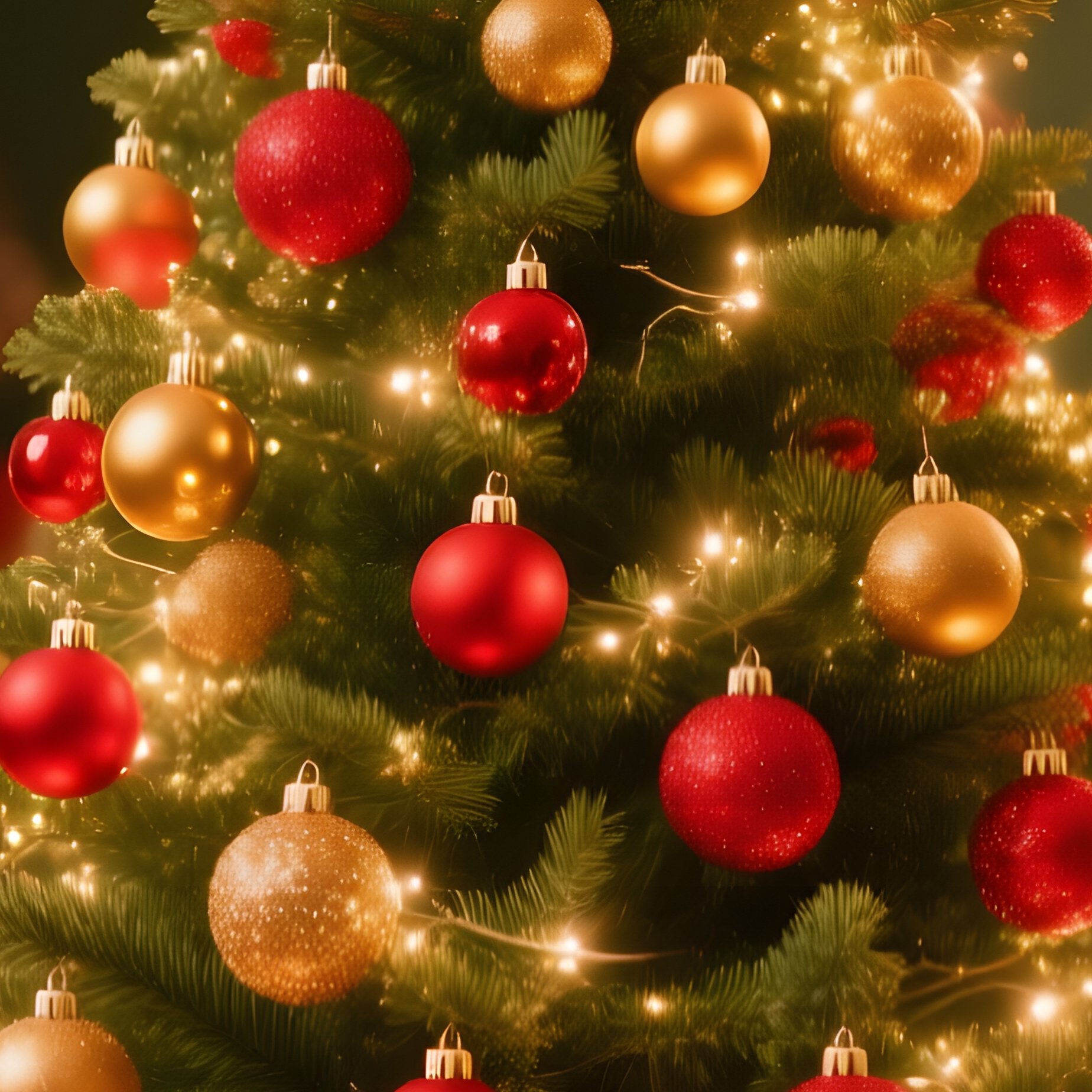 Christmas Tree Decorated With Ornaments And Surrounded By Gifts - Full Resolution Quality Preview