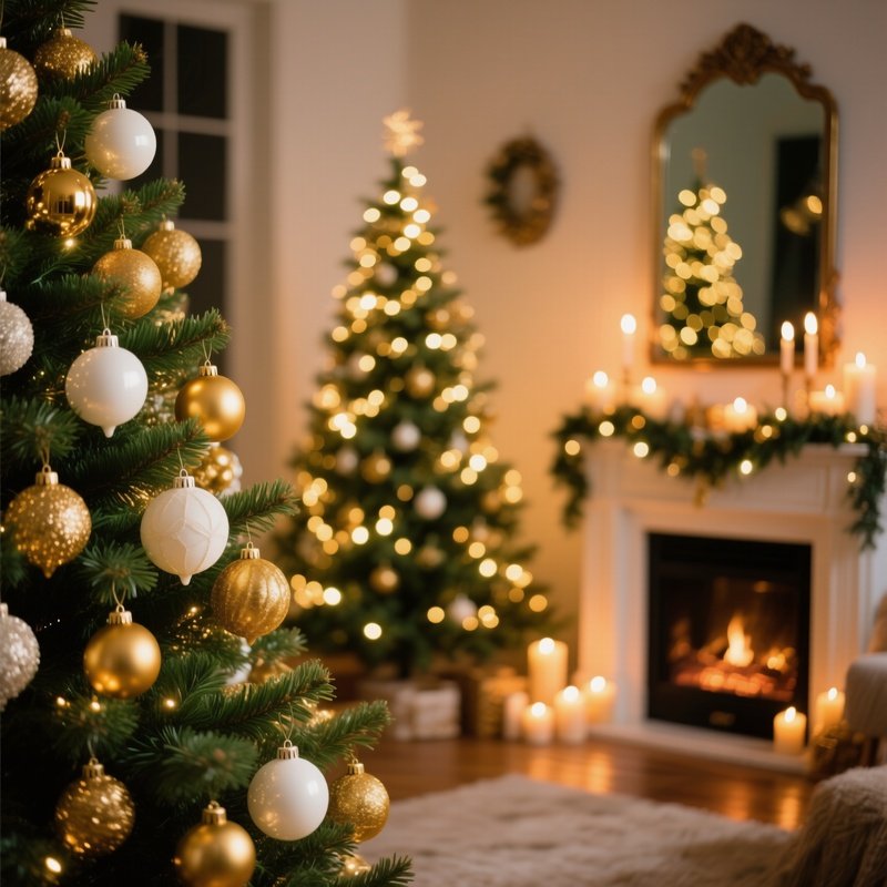 Christmas Tree In A Cozy Living Room Christmas Holiday