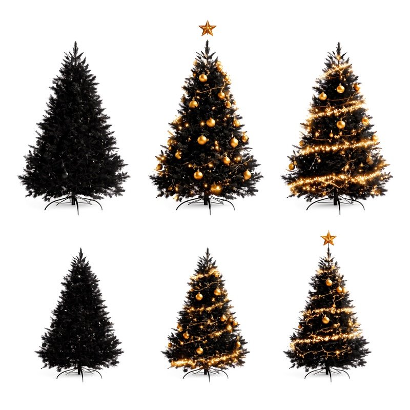 Christmas Trees In Various Styles And Decorations Christmas Trees