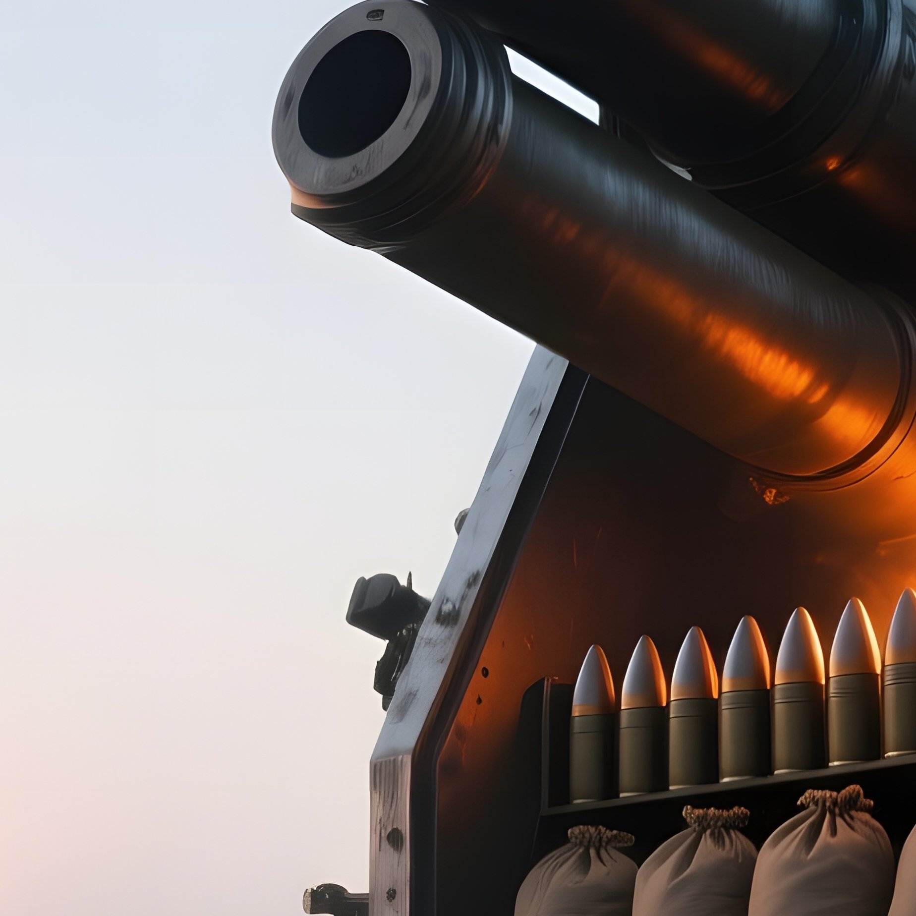 Cinematic Low Angle Artillery On Foggy Hilltop At Dawn - Full Resolution Quality Preview