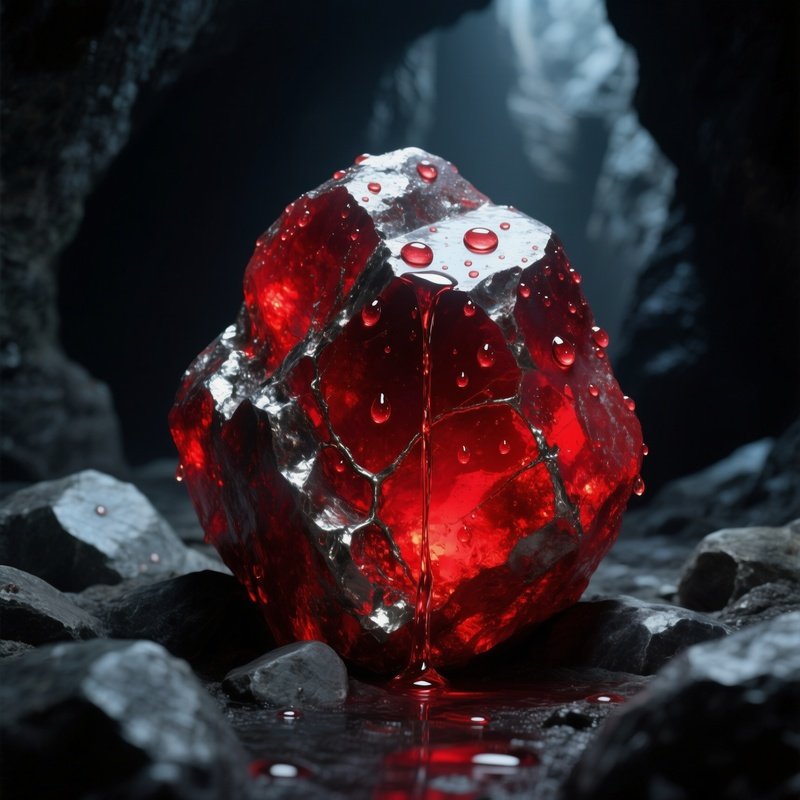 Cinnabar Rock With Mercury Droplets