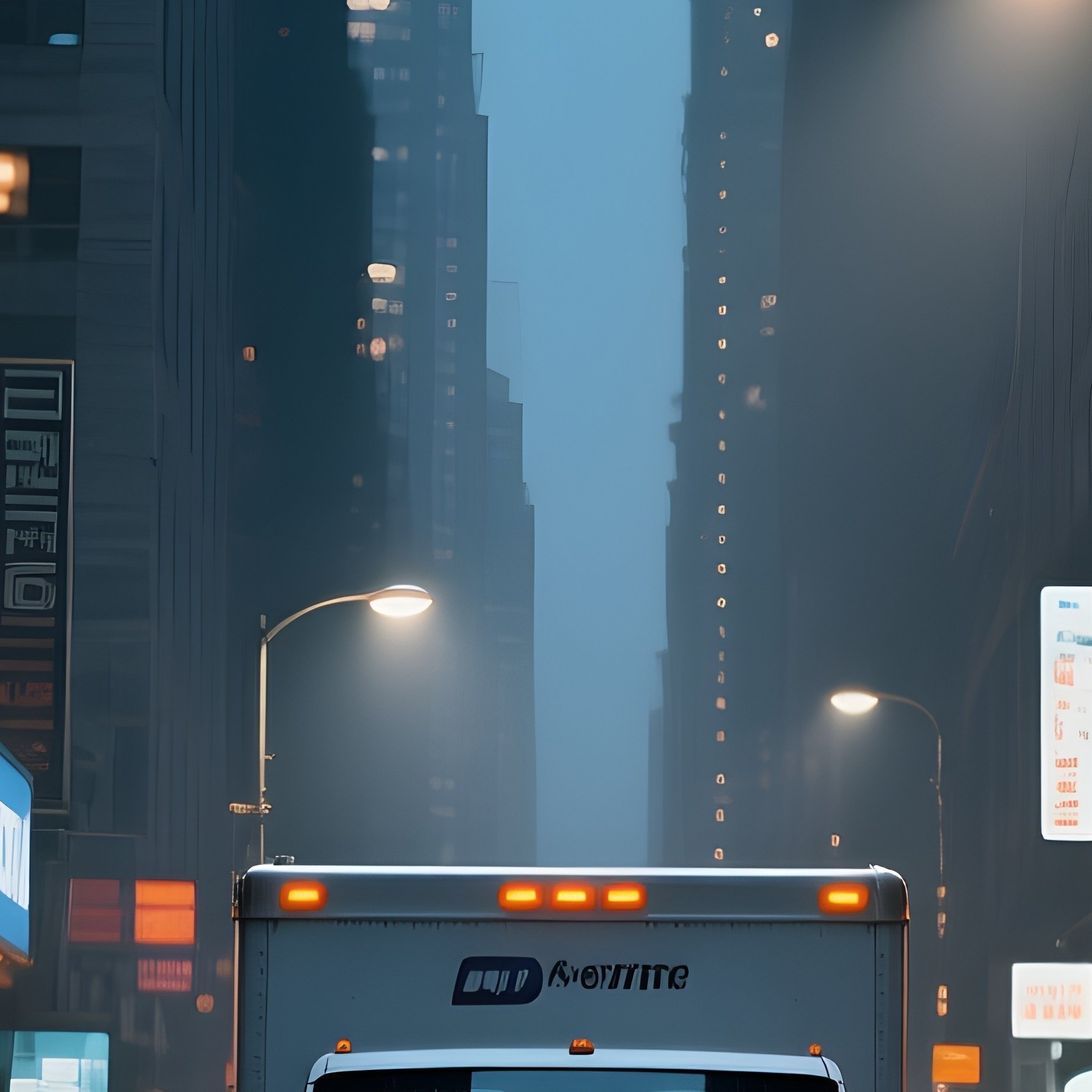 City Delivery Van Navigating Narrow Alleys Between Tall Buildings - Full Resolution Quality Preview