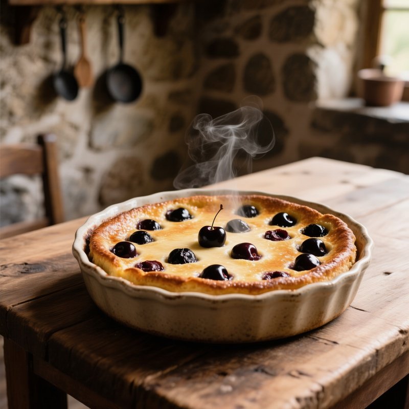 Clafoutis Rustic Baked Dessert With Black Cherries