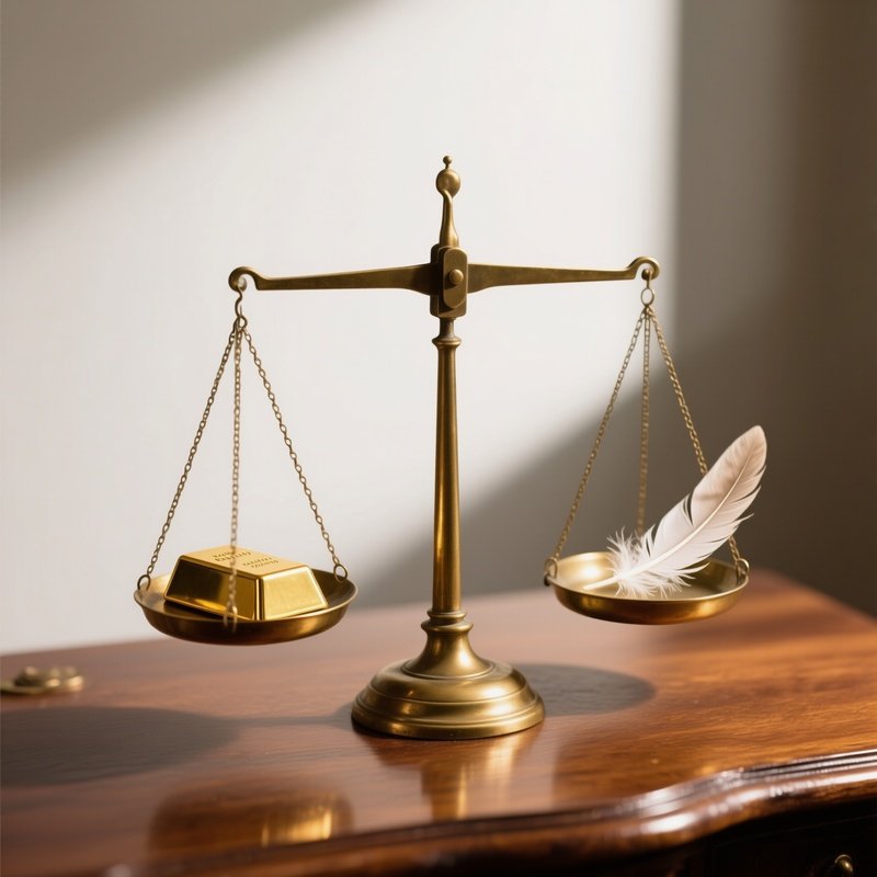 Classic Brass Scale Gold Bullion Feather Balanced