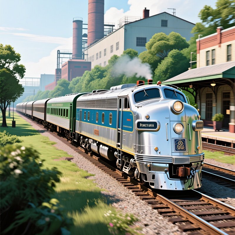 Classic Electric 1950S Locomotive Pulling Passenger Cars