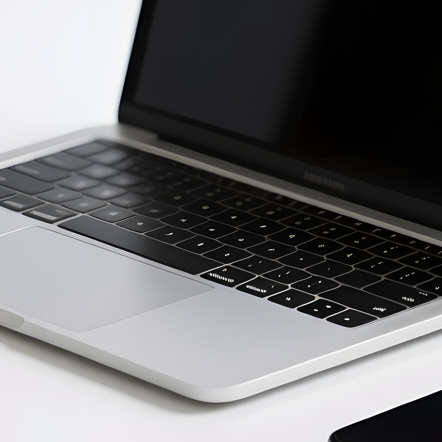 Clean Desk: An Ultra Minimalist White Desk With Only A Laptop, A Smartphone, And A Glass Of Water, Representing Modern Efficiency. - Full Resolution Quality Preview