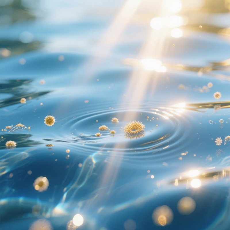 Clean Water Microscopic View With Sunlight Beams