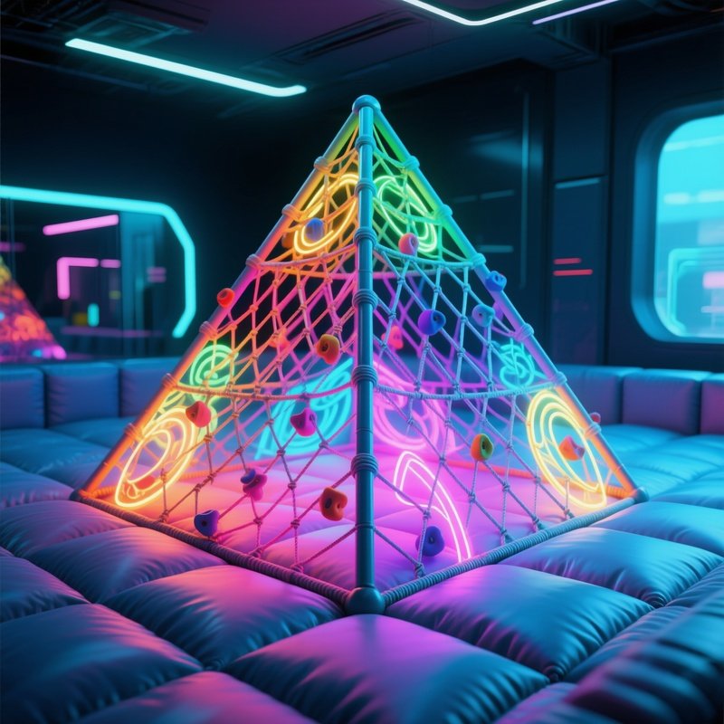 Climbing Net Pyramid On Padded Flooring Digital Art
