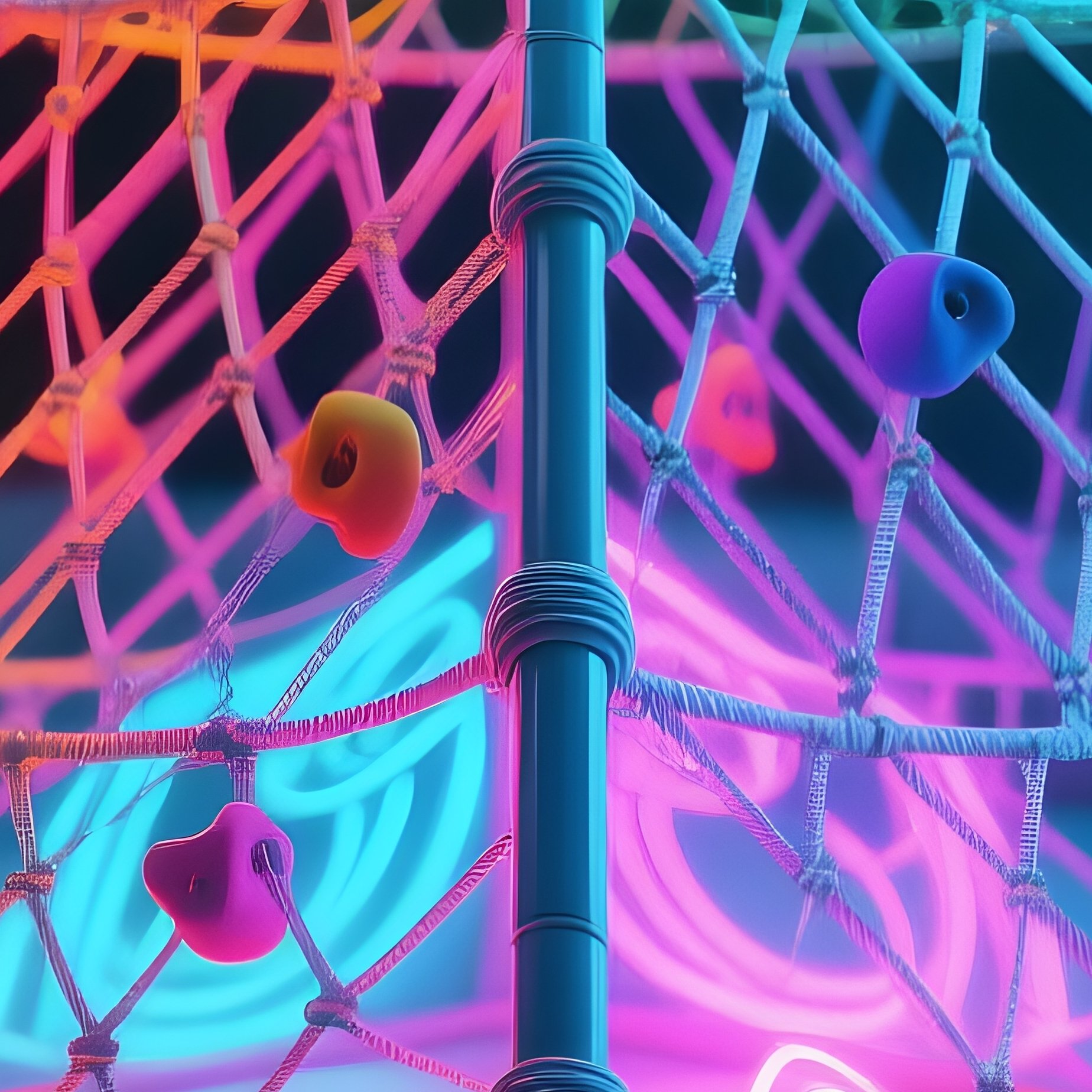 Climbing Net Pyramid On Padded Flooring Digital Art - Full Resolution Quality Preview