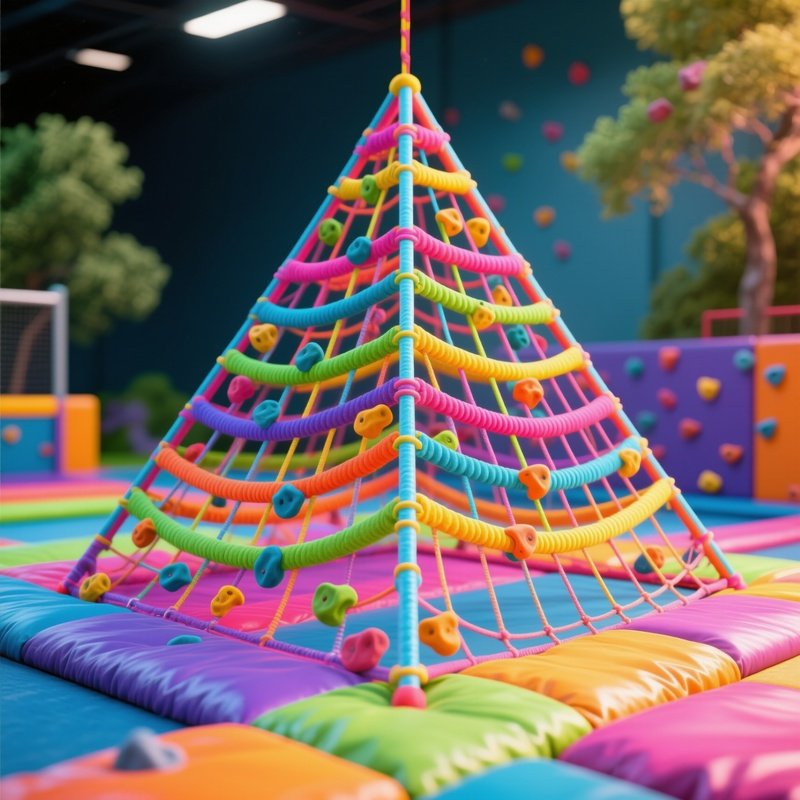 Climbing Net Pyramid On Padded Flooring