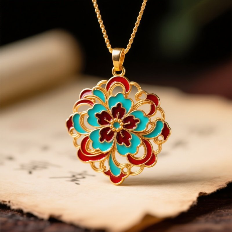 Cloisonne Pendant Floral Motifs