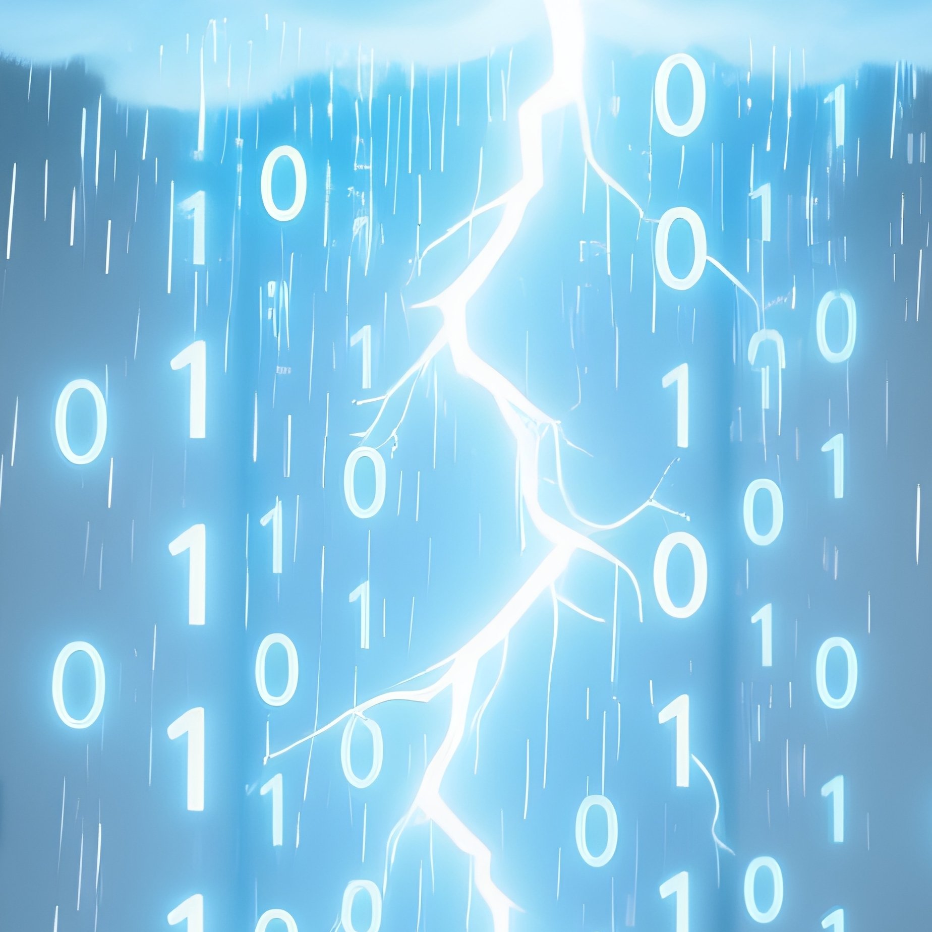 Cloud Computing Fluffy Cloud Raining Binary Code - Full Resolution Quality Preview