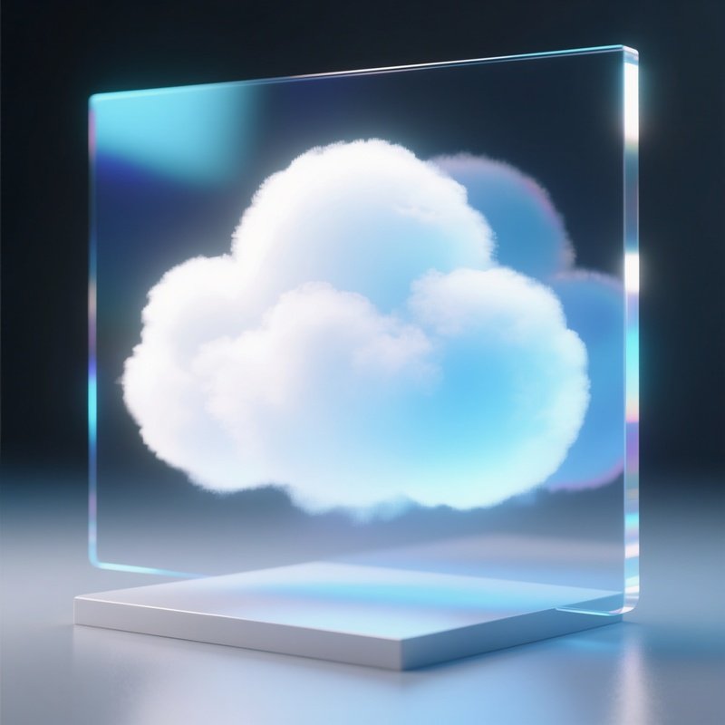 Cloud Symbol On Holographic Display