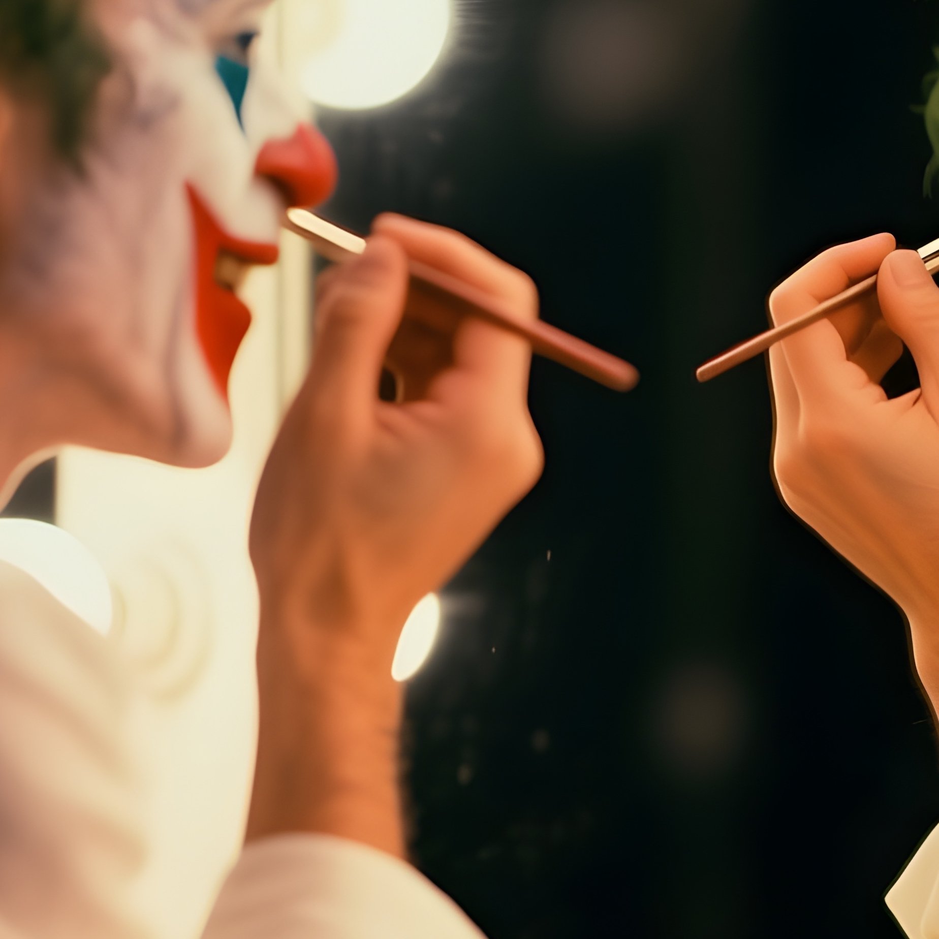 Clown Painting Face Mirror Soft Bulbs - Full Resolution Quality Preview