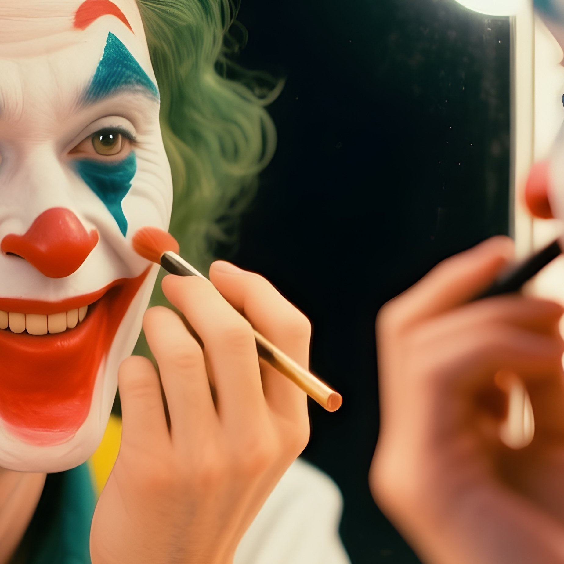 Clown Painting Face Mirror Soft Bulbs Fantasy - Full Resolution Quality Preview