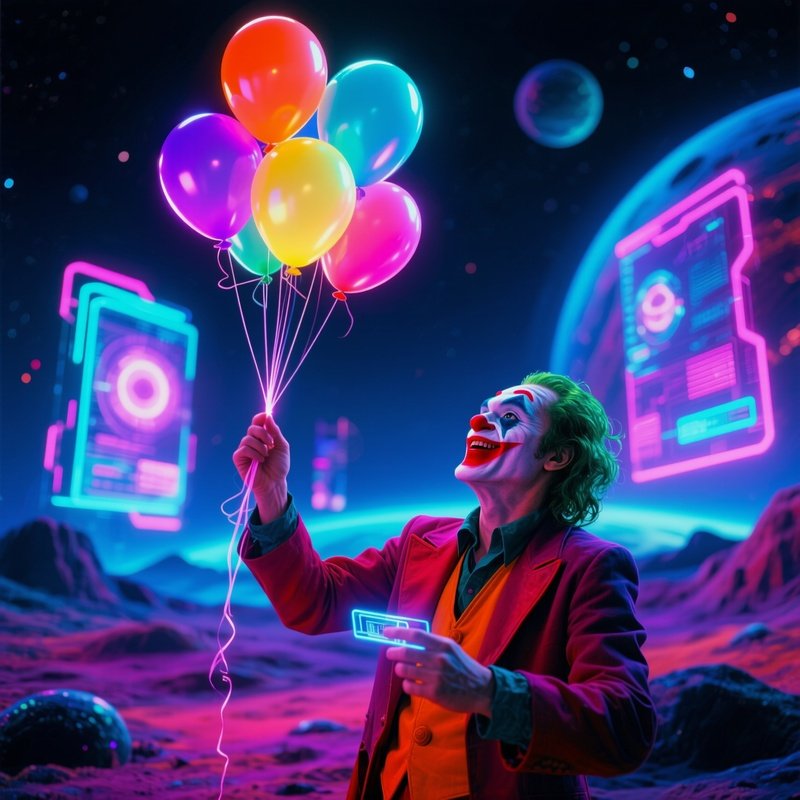 Clown With Shimmering Balloons Science Fiction