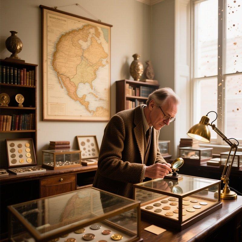 Coin Collectors Studio With Historical Treasure