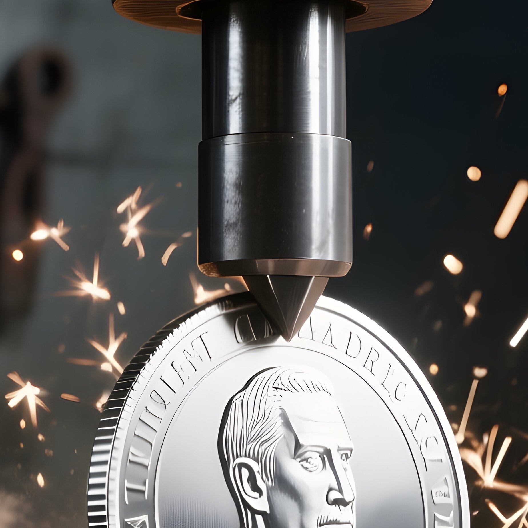Coin Press Stamping Silver Coin - Full Resolution Quality Preview