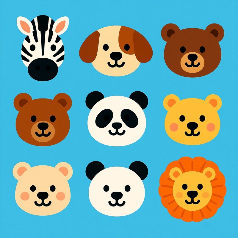 Collection Of Animal Faces Animals Cartoon