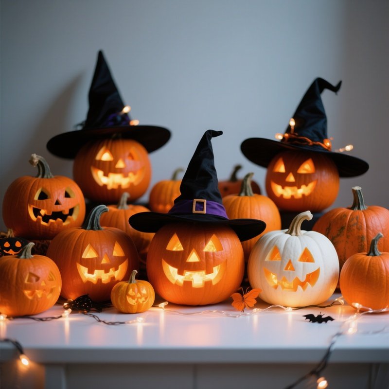 Collection Of Carved Pumpkins Halloween Pumpkins