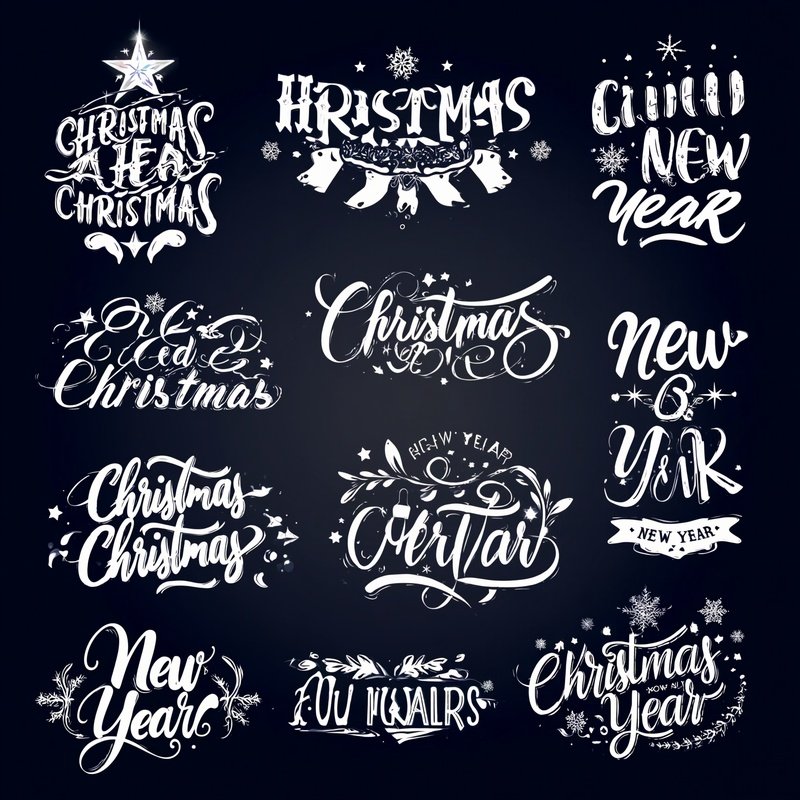 Collection Of Christmas Themed Typographic Designs Christmas New
