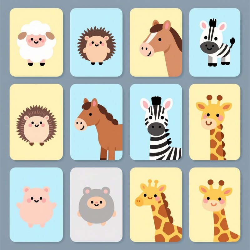 Collection Of Cute Animal Illustrations On Cards Cute Animals