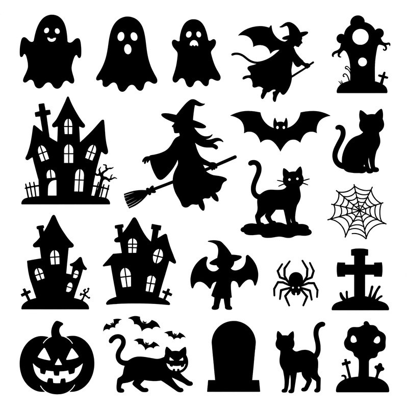 Collection Of Halloween Themed Silhouettes Halloween Silhouette
