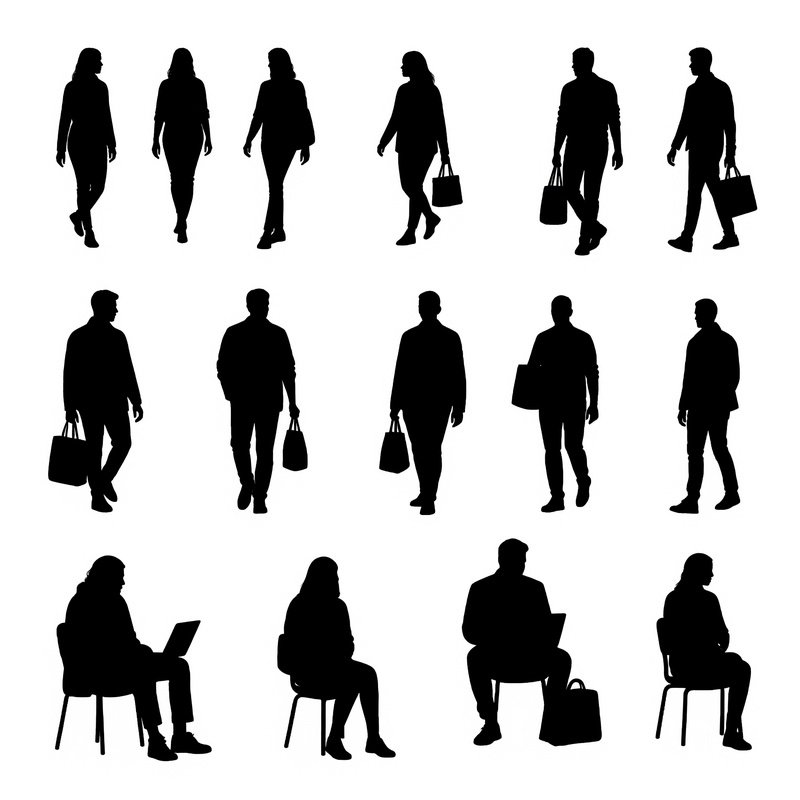 Collection Of Human Silhouettes Silhouette Human Figures