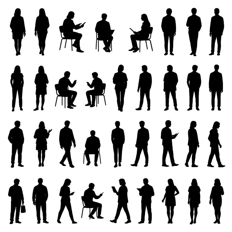 Collection Of Human Silhouettes Silhouettes People