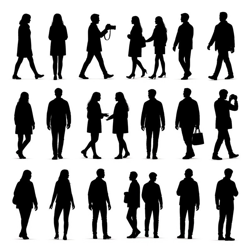 Collection Of Human Silhouettes Silhouettes People