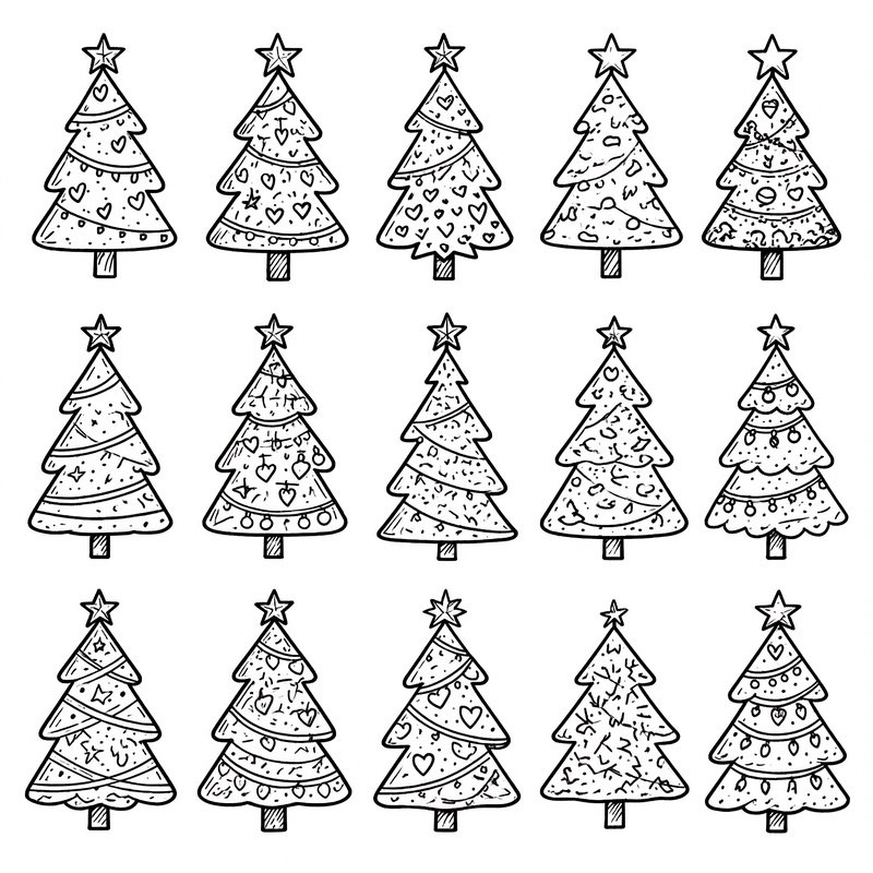 Collection Of Stylized Christmas Trees Christmas Trees