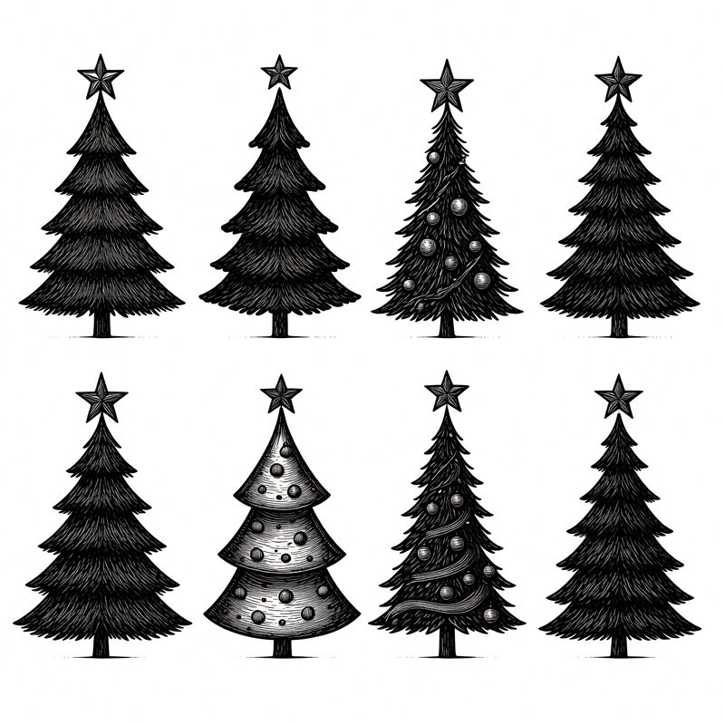 Collection Of Stylized Christmas Trees Christmas Trees