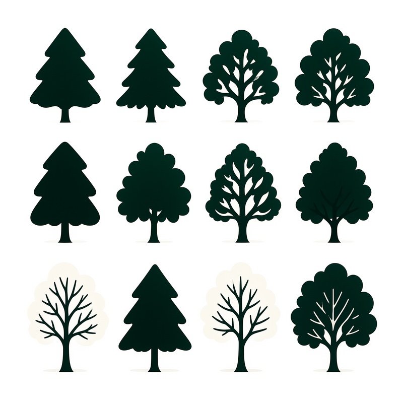 Collection Of Tree Silhouettes Trees Silhouettes